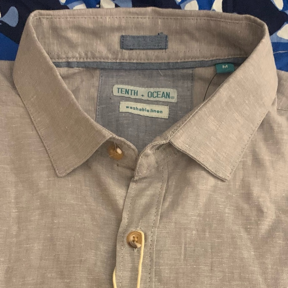 TENTH & OCEAN SS Light Grey Washable Linen Shirt